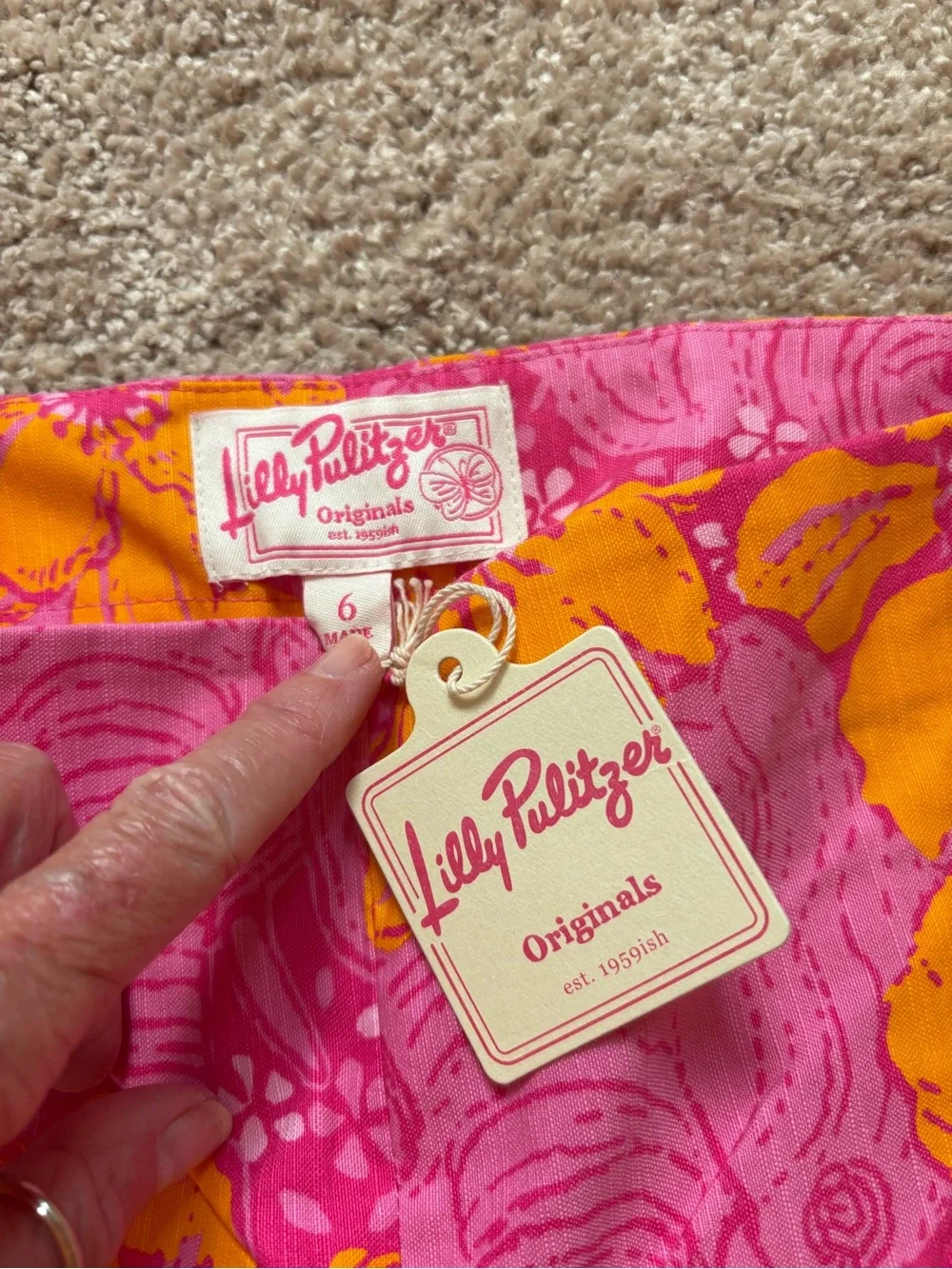 Lilly Pulitzer Pink and Orange Floral Cropped Pants